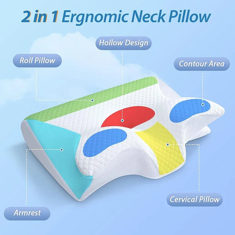 Ergonomic Contour Orthopedic Pillow for Neck Pain, Contoured Support and Neck Pillow