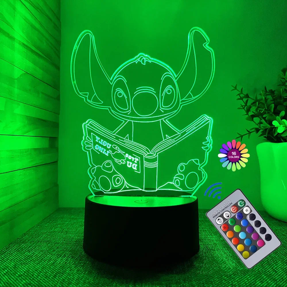 3D Lilo and Stitch Night Light with Remote Control and Smart Touch Room Decor