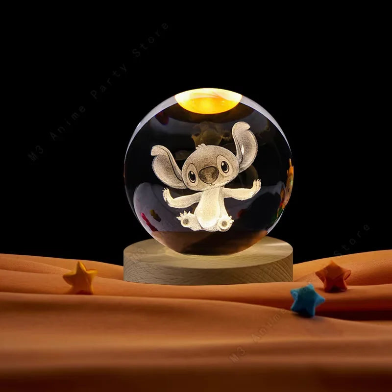 Lilo and Stitch 3D Crystal Ball Lamp LED Luminous Crystal Ball