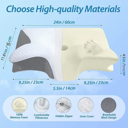 Ergonomic Contour Orthopedic Pillow for Neck Pain, Contoured Support and Neck Pillow