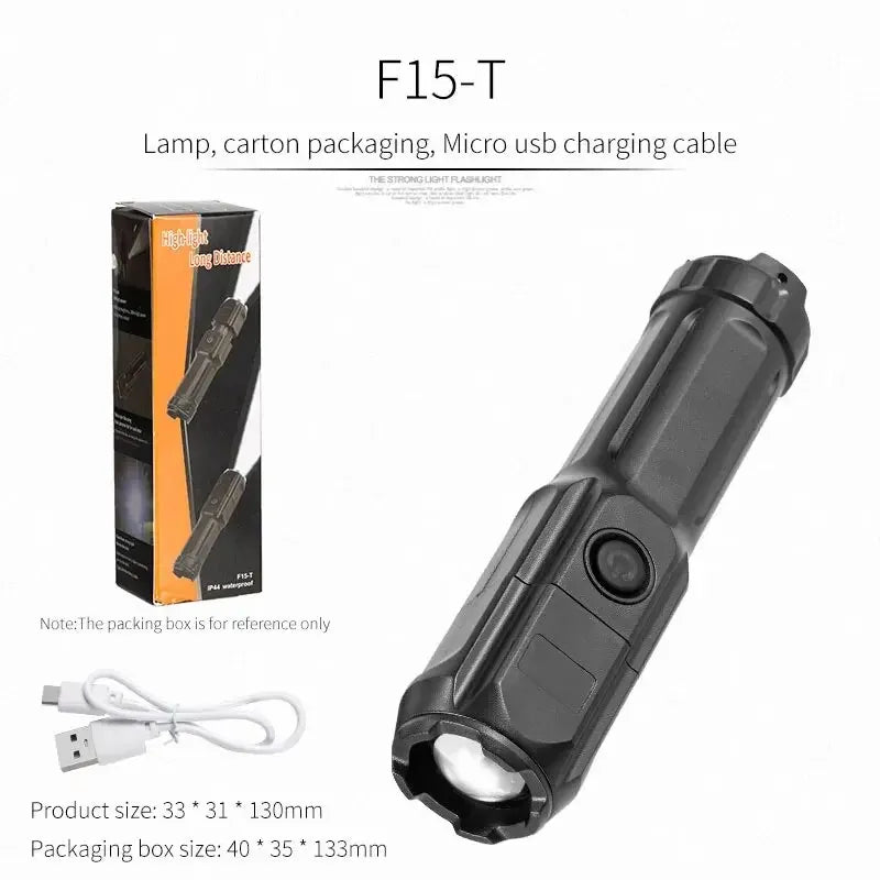 Rechargeable LED Torch Waterproof Camping Fishing Flashlight