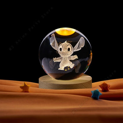 Lilo and Stitch 3D Crystal Ball Lamp LED Luminous Crystal Ball