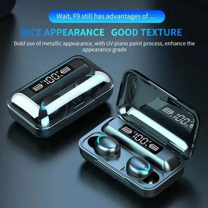 Wireless Waterproof Earbuds Earphones Digital Display Large Capacity Charging Case