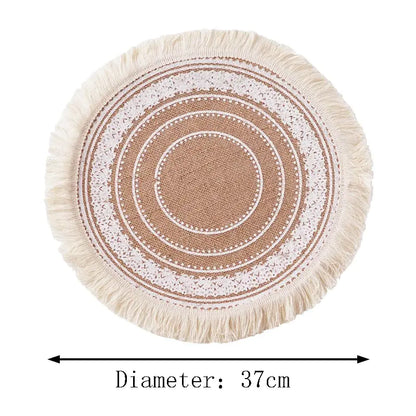 Nordic Style Round Embroidery Placemat Set