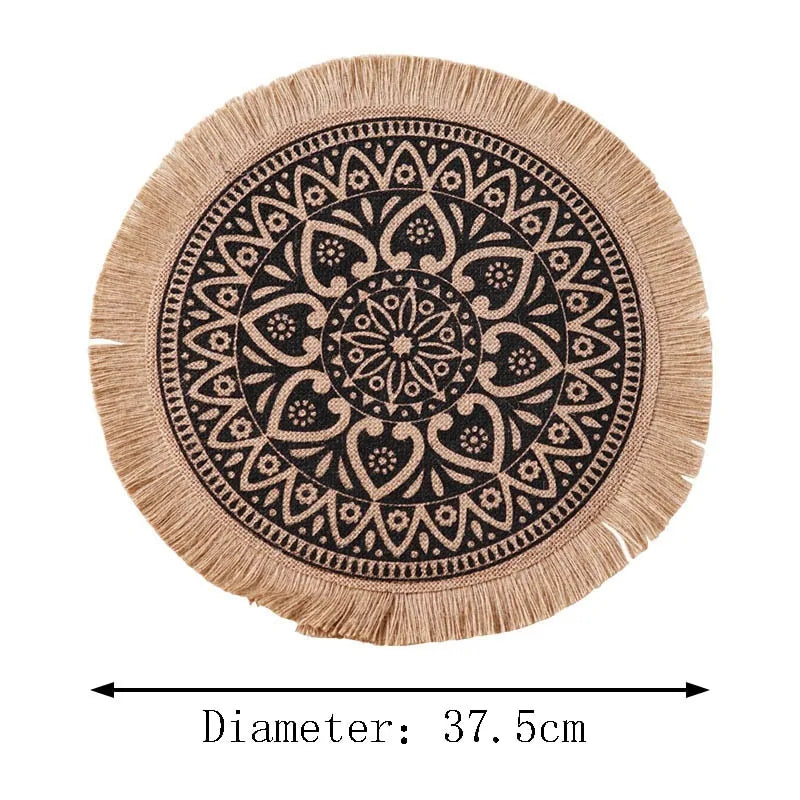 Nordic Style Round Embroidery Placemat Set